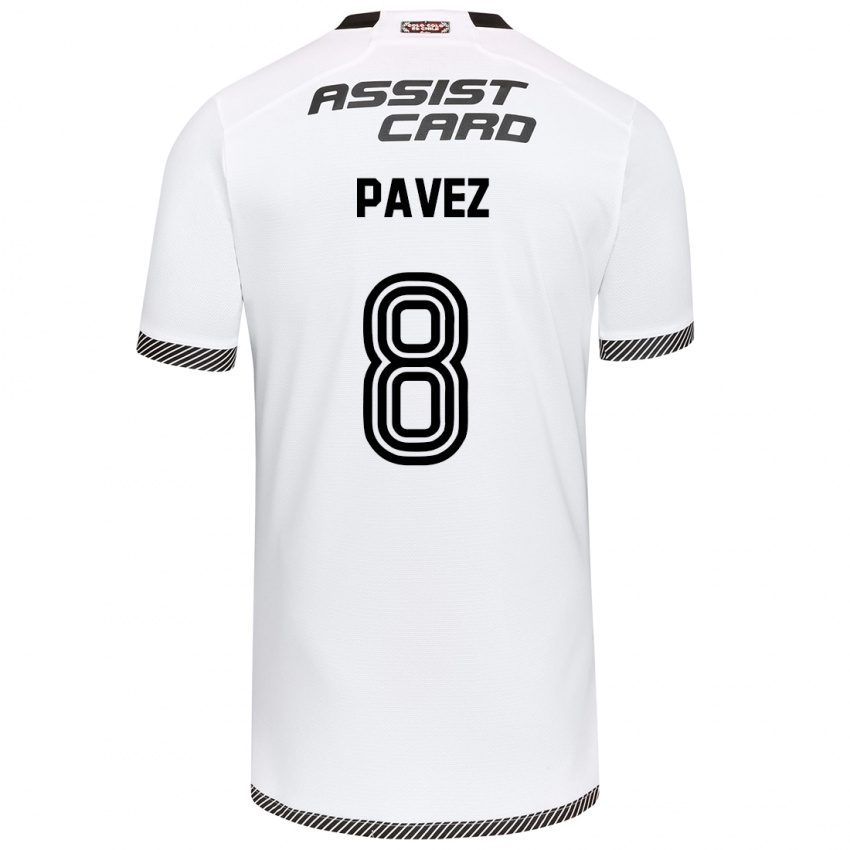 Hombre Camiseta Esteban Pavez #8 Blanco Negro 1ª Equipación 2024/25 La Camisa México