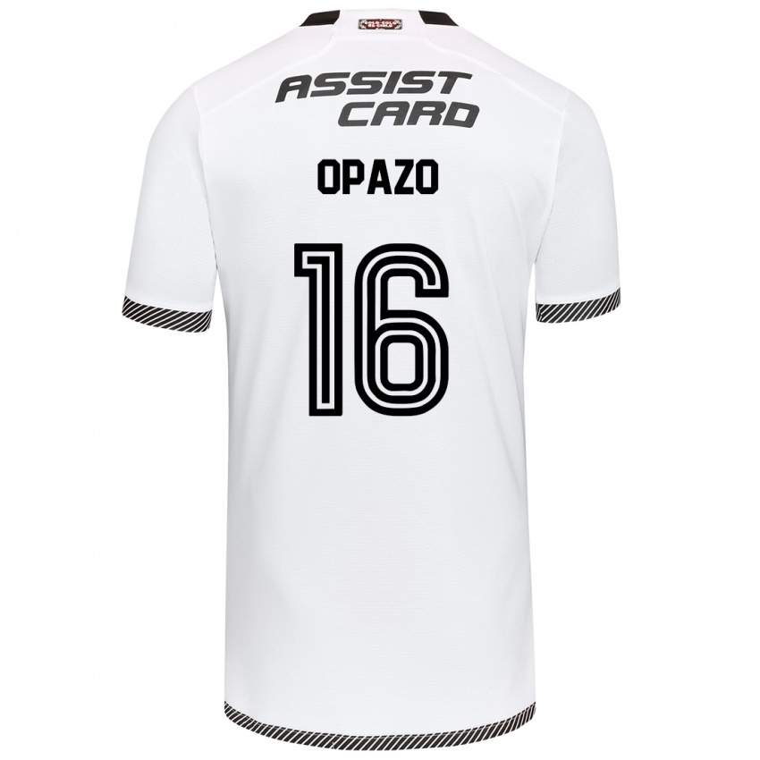 Hombre Camiseta Óscar Opazo #16 Blanco Negro 1ª Equipación 2024/25 La Camisa México