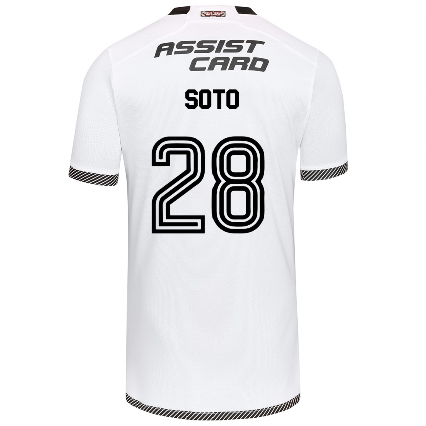 Hombre Camiseta Lucas Soto #28 Blanco Negro 1ª Equipación 2024/25 La Camisa México