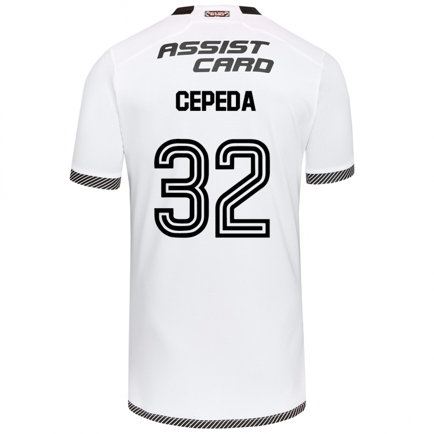 Hombre Camiseta Lucas Cepeda #32 Blanco Negro 1ª Equipación 2024/25 La Camisa México