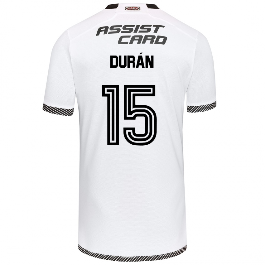 Hombre Camiseta José Durán #15 Blanco Negro 1ª Equipación 2024/25 La Camisa México