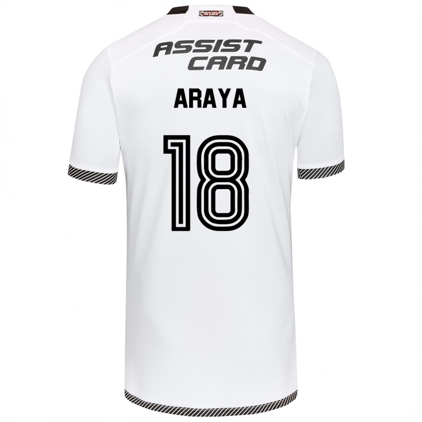 Hombre Camiseta Benjamín Araya #18 Blanco Negro 1ª Equipación 2024/25 La Camisa México