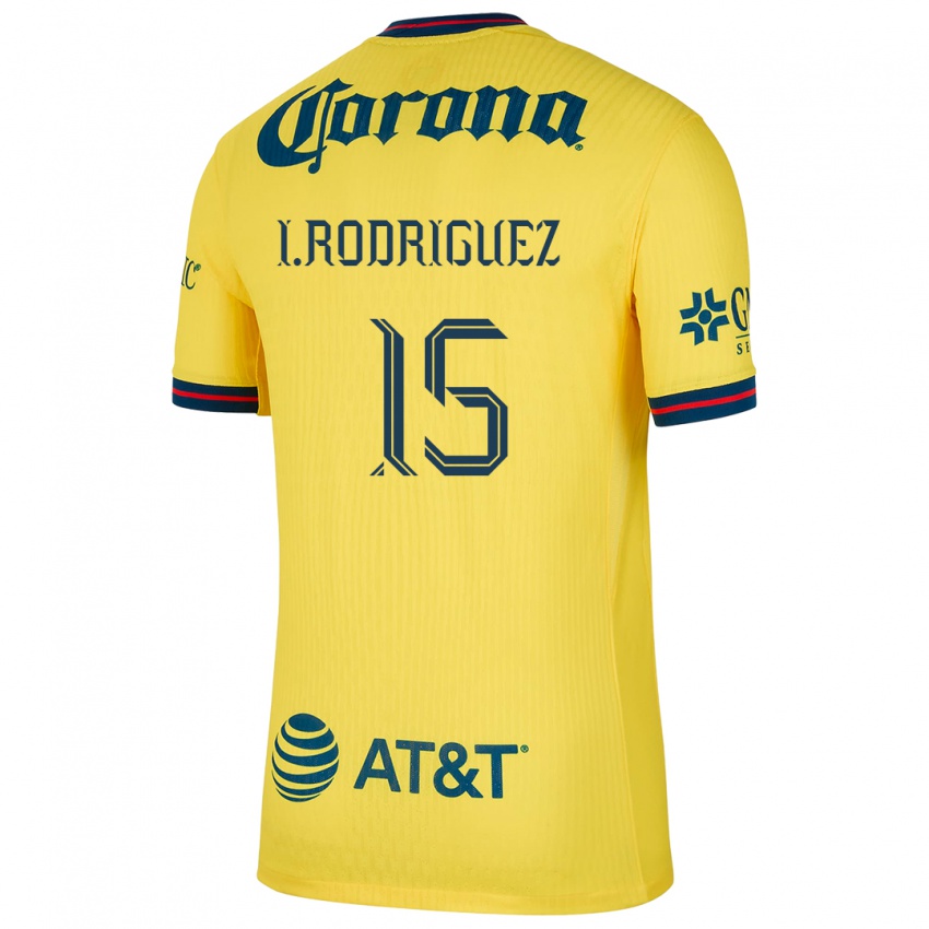 Hombre Camiseta Iván Rodríguez #15 Amarillo Azul 1ª Equipación 2024/25 La Camisa México