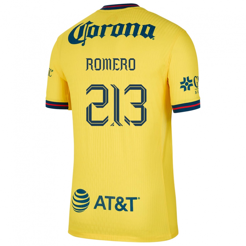 Hombre Camiseta Axel Romero #213 Amarillo Azul 1ª Equipación 2024/25 La Camisa México