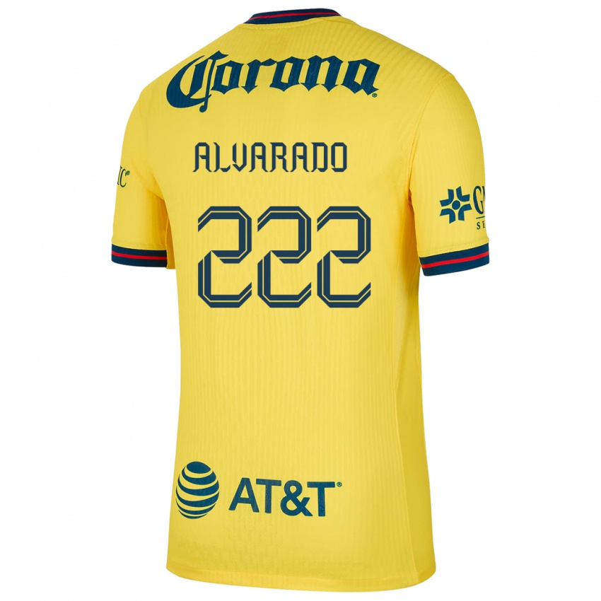 Hombre Camiseta Daniel Alvarado #222 Amarillo Azul 1ª Equipación 2024/25 La Camisa México