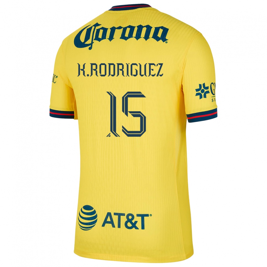 Hombre Camiseta Kimberly Rodriguez #15 Amarillo Azul 1ª Equipación 2024/25 La Camisa México