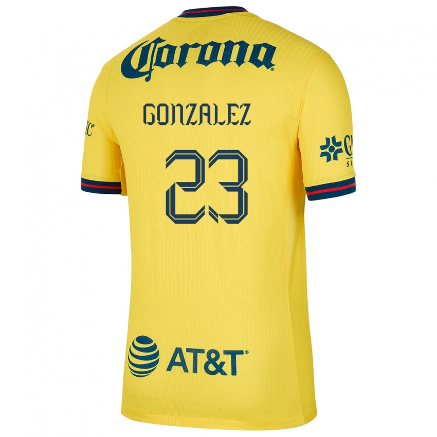 Hombre Camiseta Itzel Gonzalez #23 Amarillo Azul 1ª Equipación 2024/25 La Camisa México