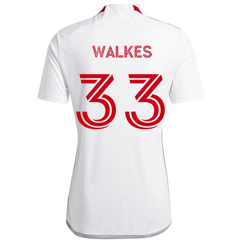 Hombre Camiseta Reshaun Walkes #33 Blanco Rojo 2ª Equipación 2024/25 La Camisa México