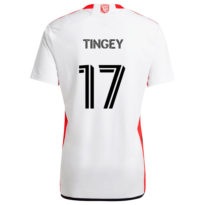 Hombre Camiseta Keegan Tingey #17 Blanco Rojo 2ª Equipación 2024/25 La Camisa México