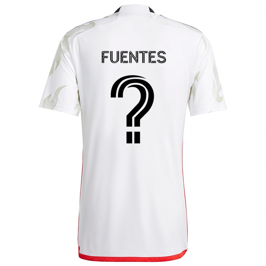 Hombre Camiseta Josue Fuentes #0 Blanco Rojo Negro 2ª Equipación 2024/25 La Camisa México