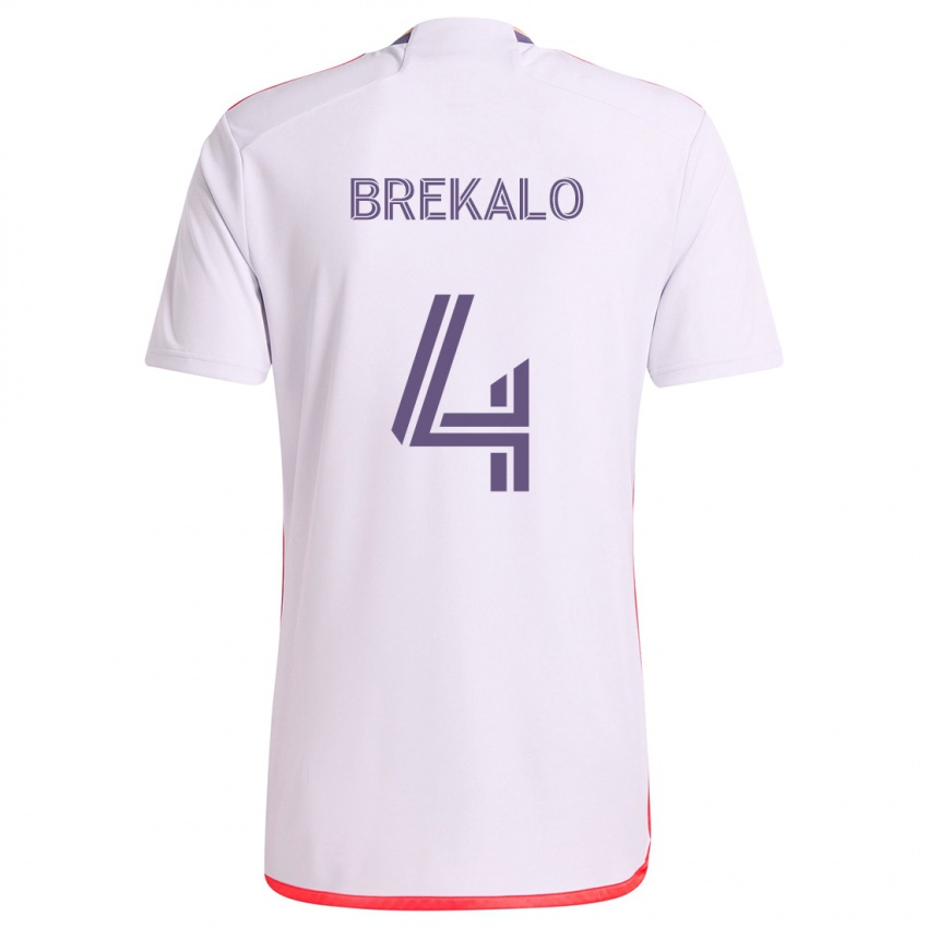 Hombre Camiseta David Brekalo #4 Blanco Rojo Púrpura 2ª Equipación 2024/25 La Camisa México