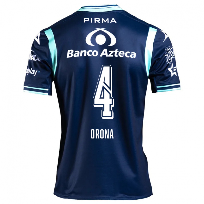 Hombre Camiseta Efraín Orona #4 Azul Marino 2ª Equipación 2024/25 La Camisa México