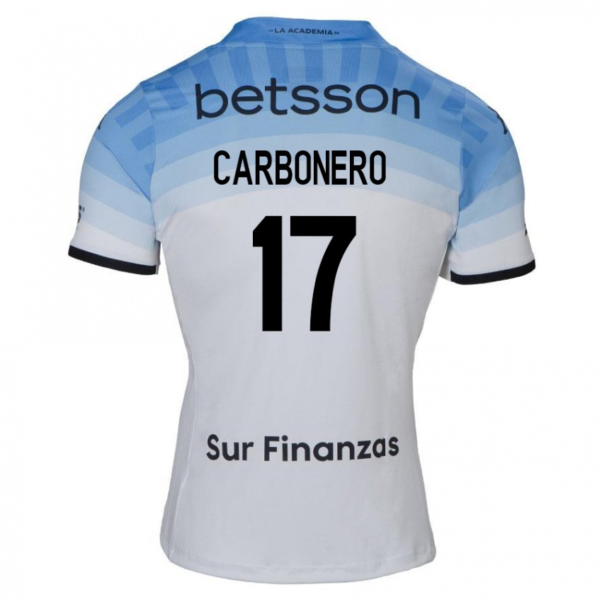 Hombre Camiseta Johan Carbonero #17 Blanco Azul Negro 2ª Equipación 2024/25 La Camisa México