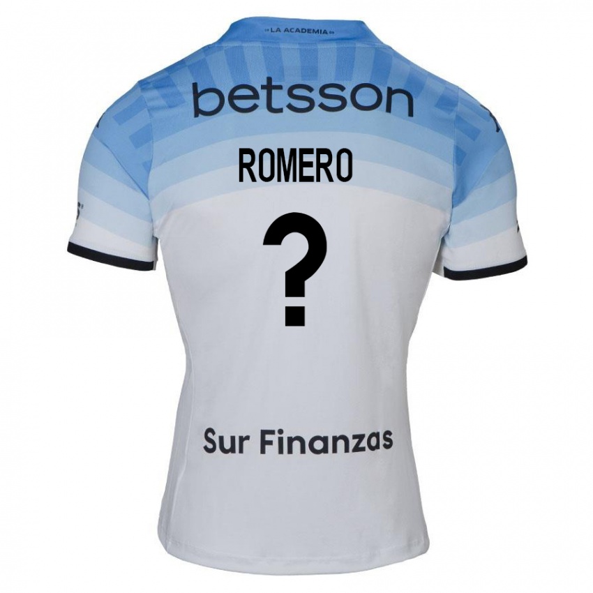 Hombre Camiseta Benicio Romero #0 Blanco Azul Negro 2ª Equipación 2024/25 La Camisa México