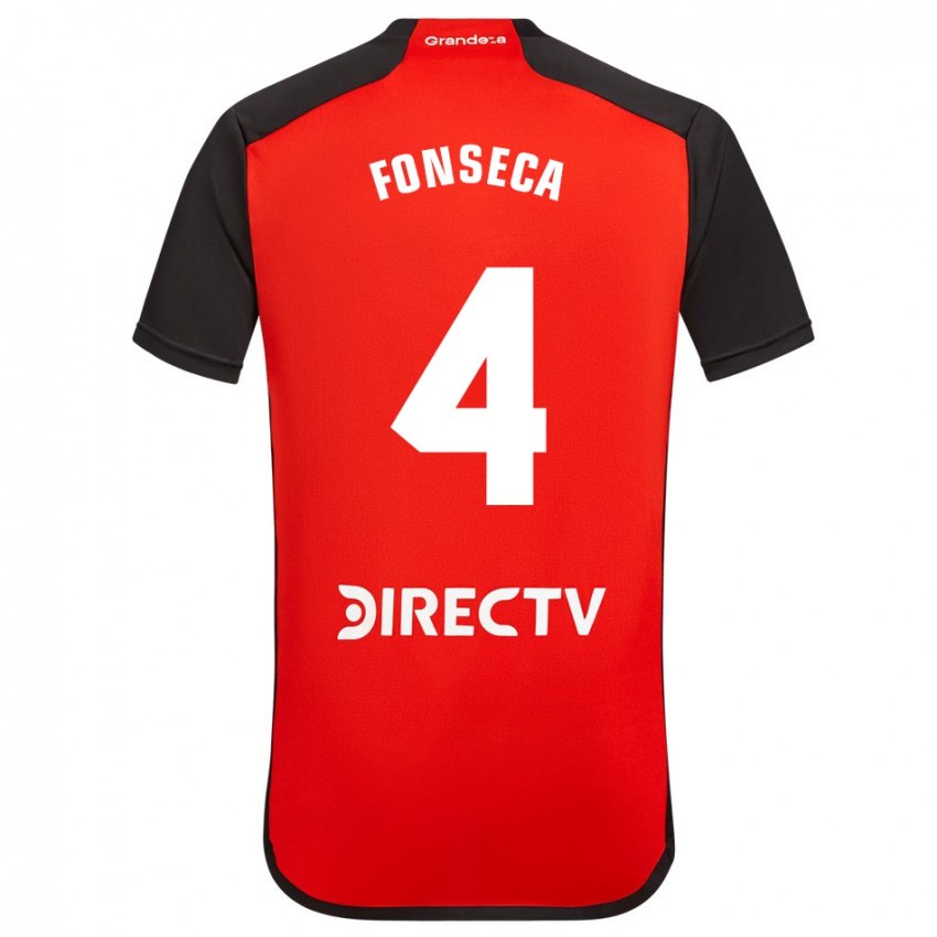 Hombre Camiseta Nicolás Fonseca #4 Rojo Negro Blanco 2ª Equipación 2024/25 La Camisa México