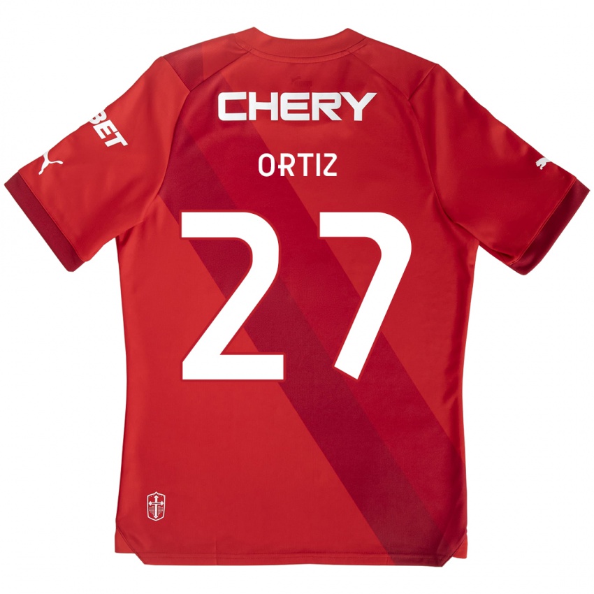 Hombre Camiseta Jorge Ortiz #27 Rojo Blanco 2ª Equipación 2024/25 La Camisa México