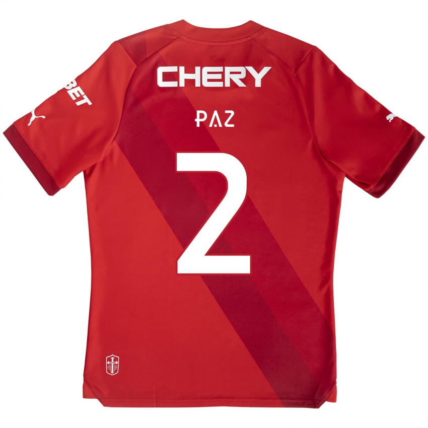 Hombre Camiseta Nehuen Paz #2 Rojo Blanco 2ª Equipación 2024/25 La Camisa México