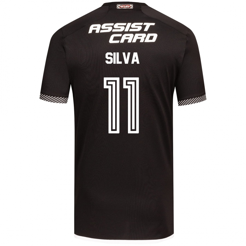 Hombre Camiseta Martín Silva #11 Blanco Negro 2ª Equipación 2024/25 La Camisa México