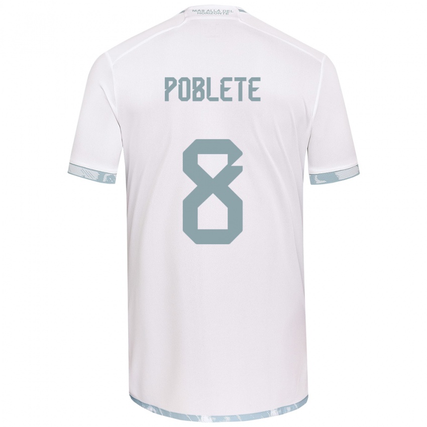 Hombre Camiseta Israel Poblete #8 Gris Blanco 2ª Equipación 2024/25 La Camisa México