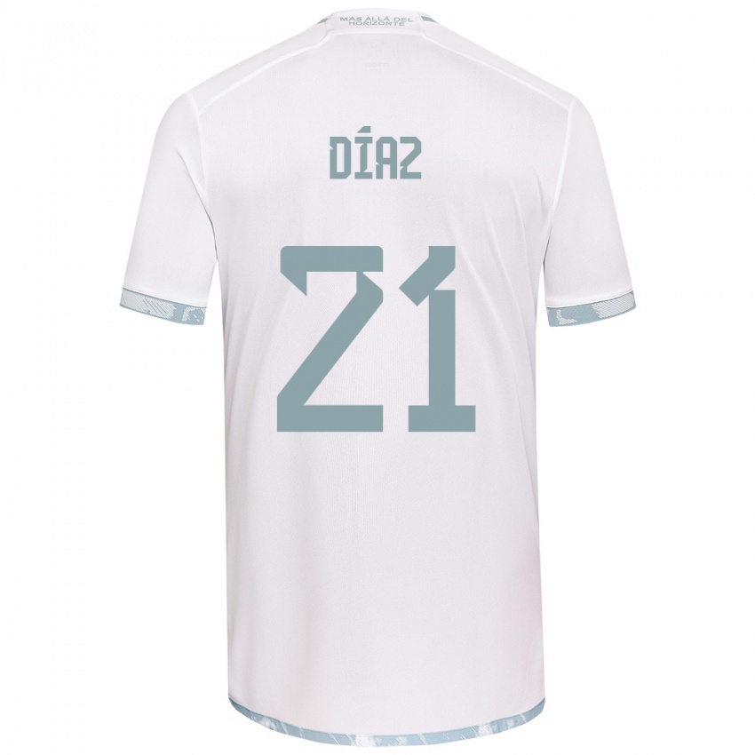 Hombre Camiseta Marcelo Díaz #21 Gris Blanco 2ª Equipación 2024/25 La Camisa México