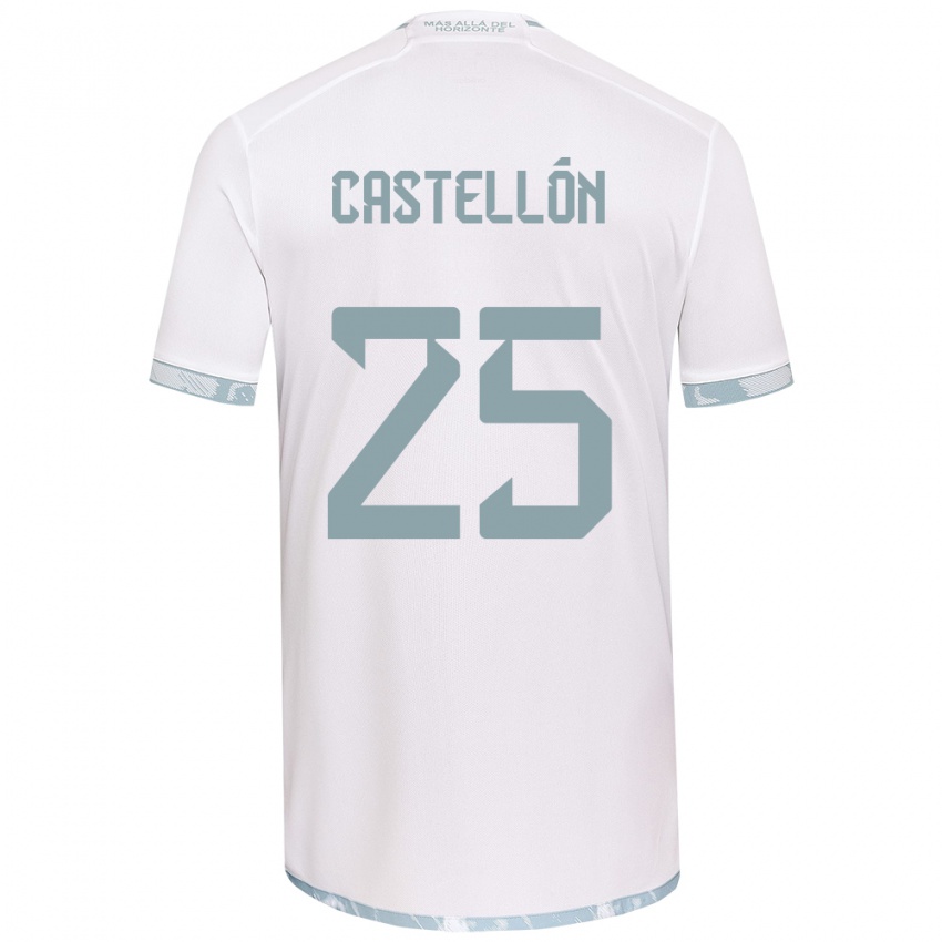 Hombre Camiseta Gabriel Castellón #25 Gris Blanco 2ª Equipación 2024/25 La Camisa México