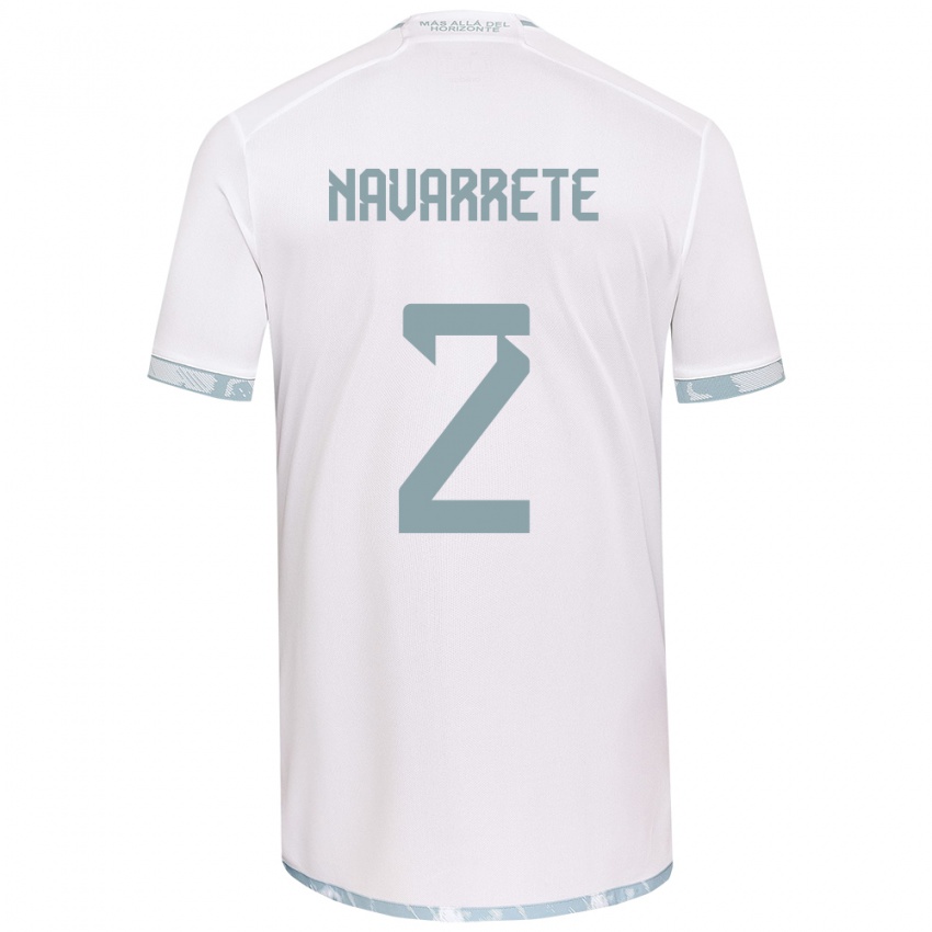 Hombre Camiseta Daniel Navarrete #2 Gris Blanco 2ª Equipación 2024/25 La Camisa México