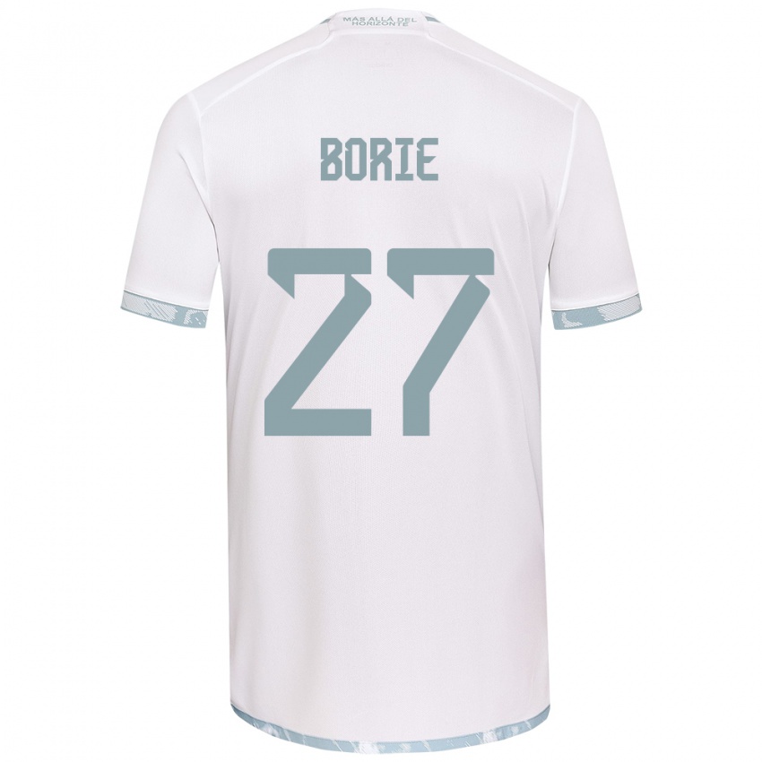 Hombre Camiseta Emilie Borie #27 Gris Blanco 2ª Equipación 2024/25 La Camisa México