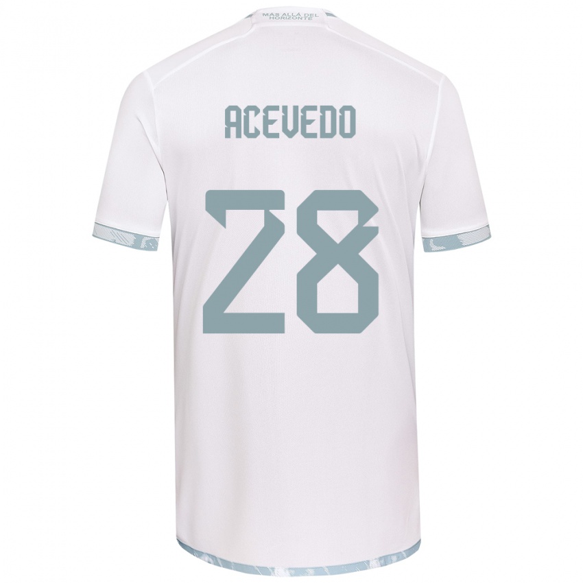 Hombre Camiseta Florencia Acevedo #28 Gris Blanco 2ª Equipación 2024/25 La Camisa México