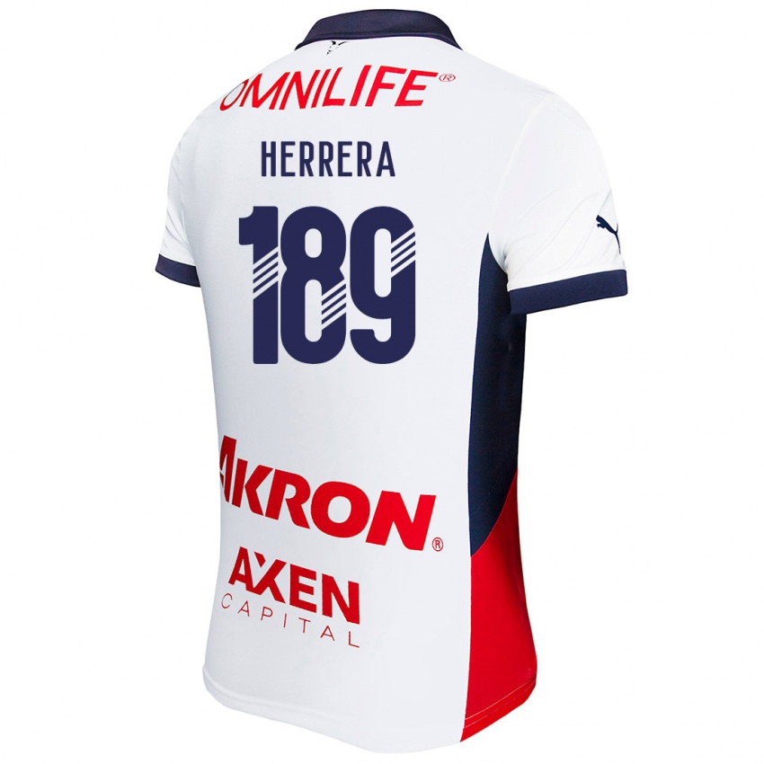 Hombre Camiseta Antonio Herrera #189 Blanco Rojo Azul 2ª Equipación 2024/25 La Camisa México