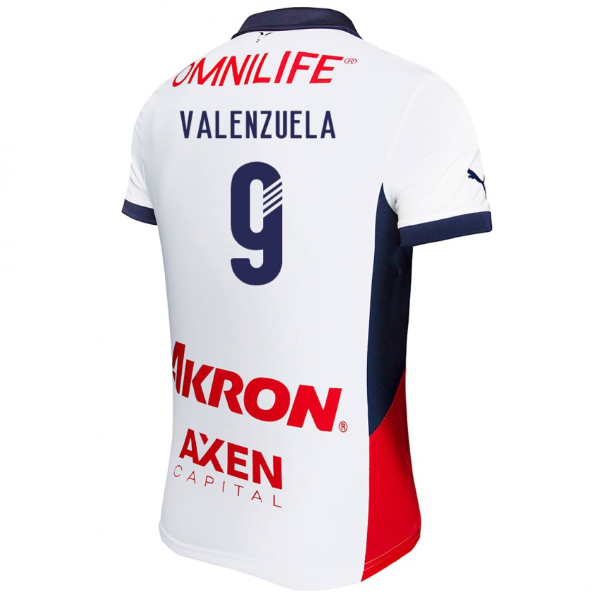 Hombre Camiseta Gabriela Valenzuela #9 Blanco Rojo Azul 2ª Equipación 2024/25 La Camisa México