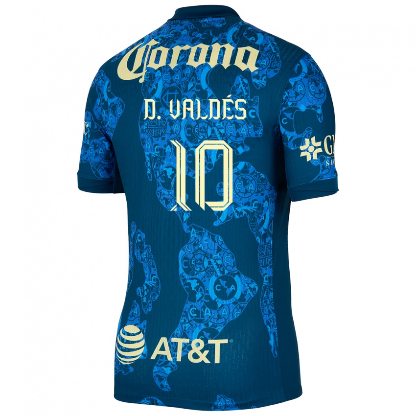 Hombre Camiseta Diego Valdes #10 Azul Amarillo 2ª Equipación 2024/25 La Camisa México