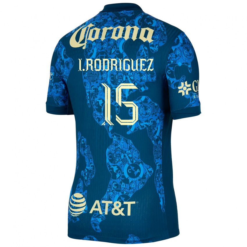 Hombre Camiseta Iván Rodríguez #15 Azul Amarillo 2ª Equipación 2024/25 La Camisa México