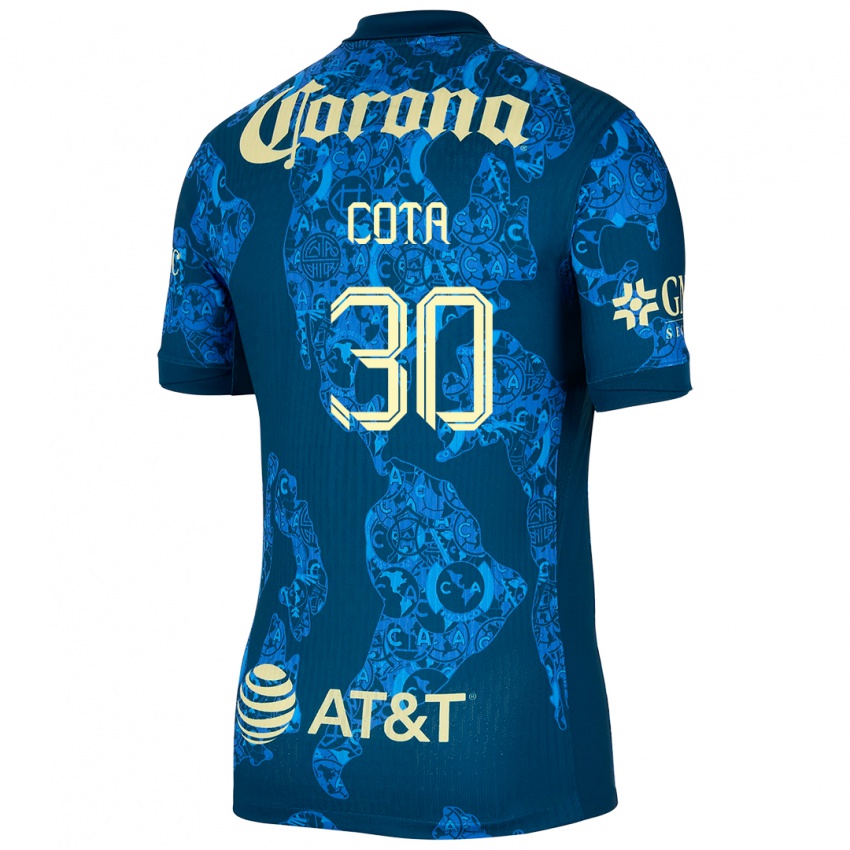 Hombre Camiseta Rodolfo Cota #30 Azul Amarillo 2ª Equipación 2024/25 La Camisa México