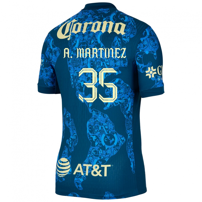 Hombre Camiseta Arturo Martínez #35 Azul Amarillo 2ª Equipación 2024/25 La Camisa México