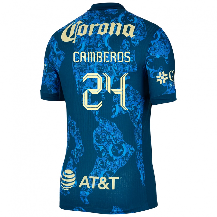 Hombre Camiseta Scarlett Camberos #24 Azul Amarillo 2ª Equipación 2024/25 La Camisa México