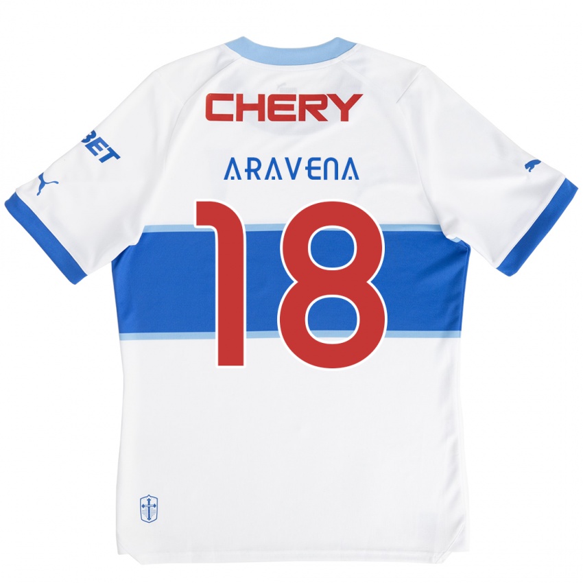 Mujer Camiseta Alexander Aravena #18 Blanco Azul 1ª Equipación 2024/25 La Camisa México