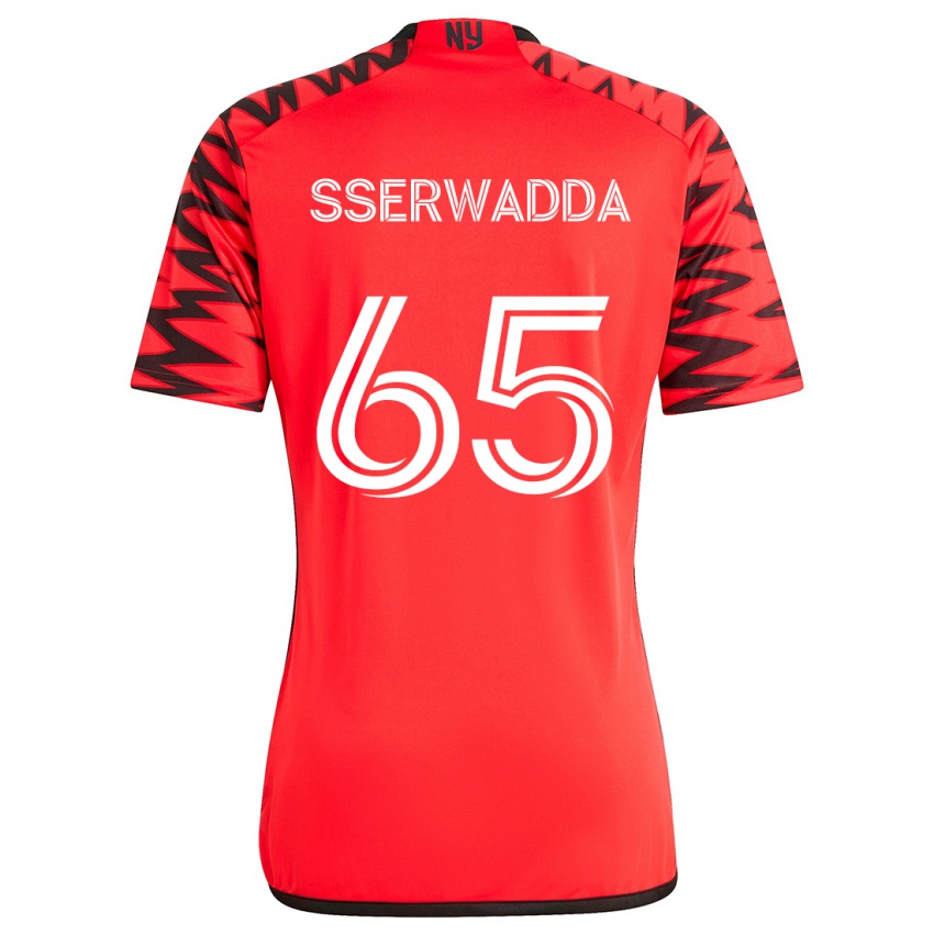 Mujer Camiseta Steven Sserwadda #65 Rojo Negro Blanco 2ª Equipación 2024/25 La Camisa México