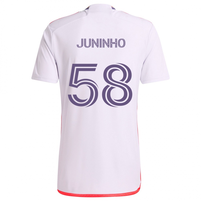 Mujer Camiseta Juninho #58 Blanco Rojo Púrpura 2ª Equipación 2024/25 La Camisa México