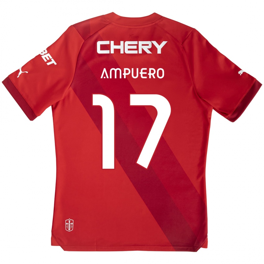 Mujer Camiseta Branco Ampuero #17 Rojo Blanco 2ª Equipación 2024/25 La Camisa México