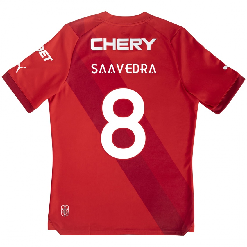 Mujer Camiseta Ignacio Saavedra #8 Rojo Blanco 2ª Equipación 2024/25 La Camisa México