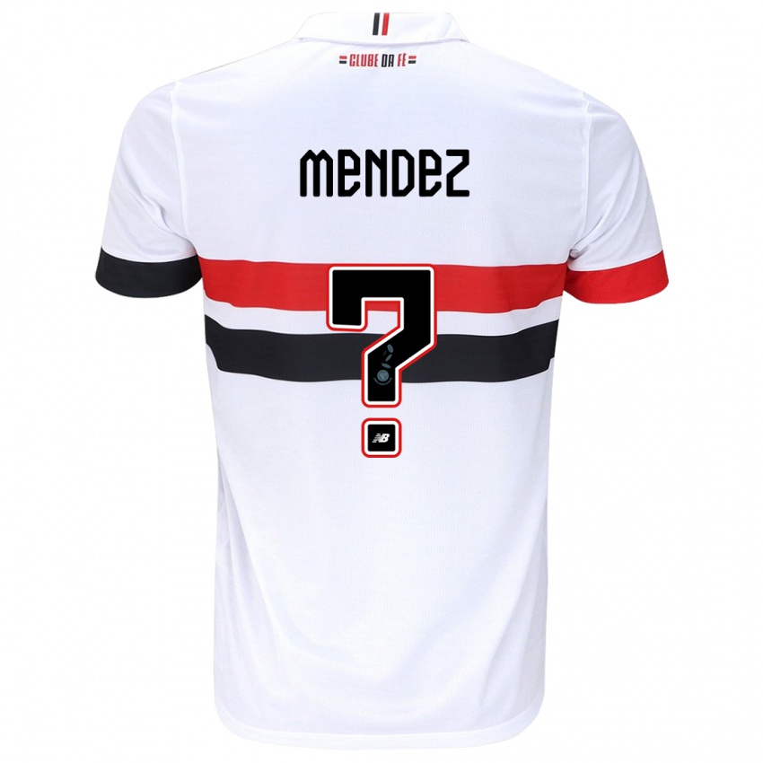 Niño Camiseta Jhegson Méndez #0 Blanco Rojo Negro 1ª Equipación 2024/25 La Camisa México