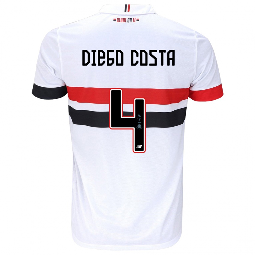 Niño Camiseta Diego Costa #4 Blanco Rojo Negro 1ª Equipación 2024/25 La Camisa México