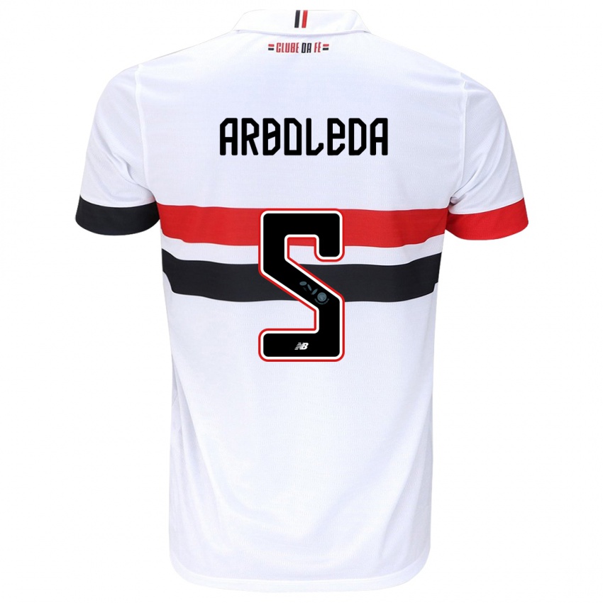 Niño Camiseta Robert Arboleda #5 Blanco Rojo Negro 1ª Equipación 2024/25 La Camisa México