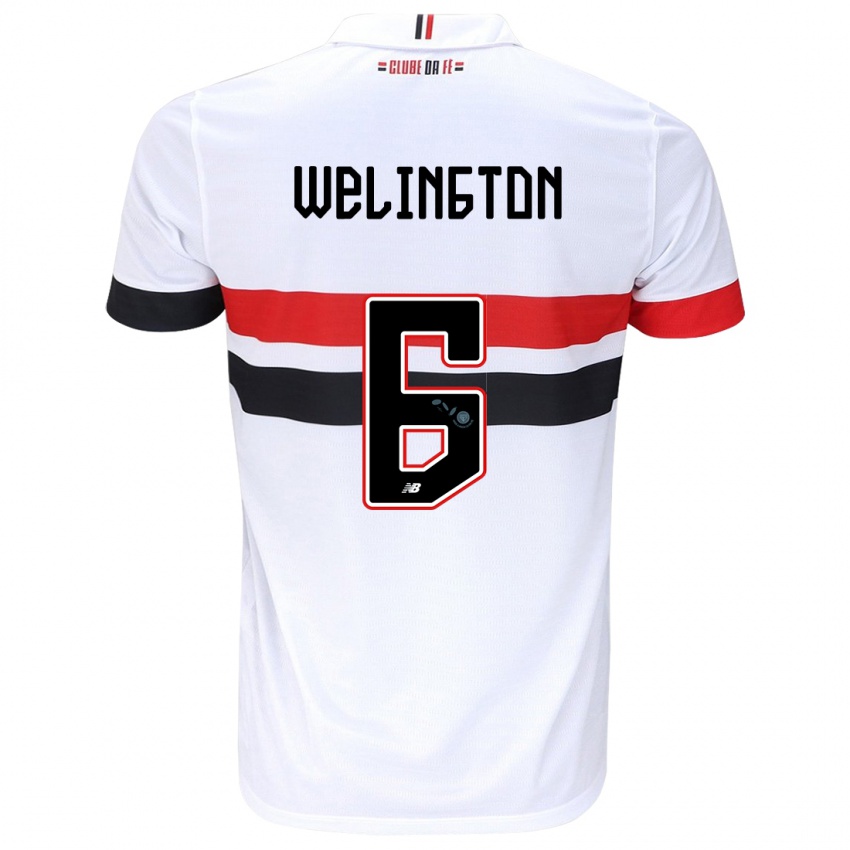 Niño Camiseta Welington #6 Blanco Rojo Negro 1ª Equipación 2024/25 La Camisa México