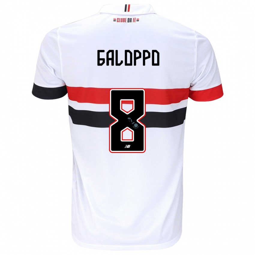 Niño Camiseta Giuliano Galoppo #8 Blanco Rojo Negro 1ª Equipación 2024/25 La Camisa México