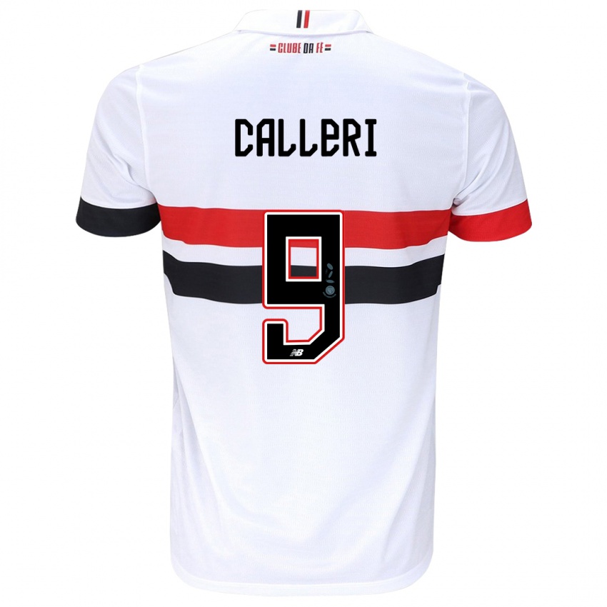 Niño Camiseta Jonathan Calleri #9 Blanco Rojo Negro 1ª Equipación 2024/25 La Camisa México