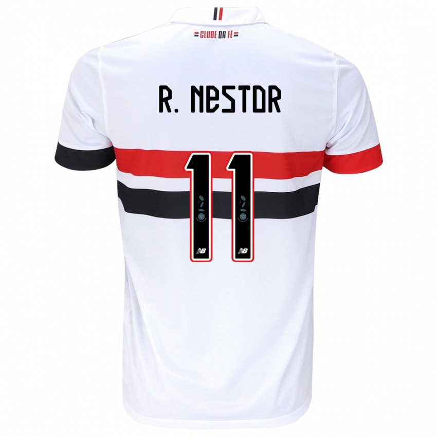 Niño Camiseta Rodrigo Nestor #11 Blanco Rojo Negro 1ª Equipación 2024/25 La Camisa México