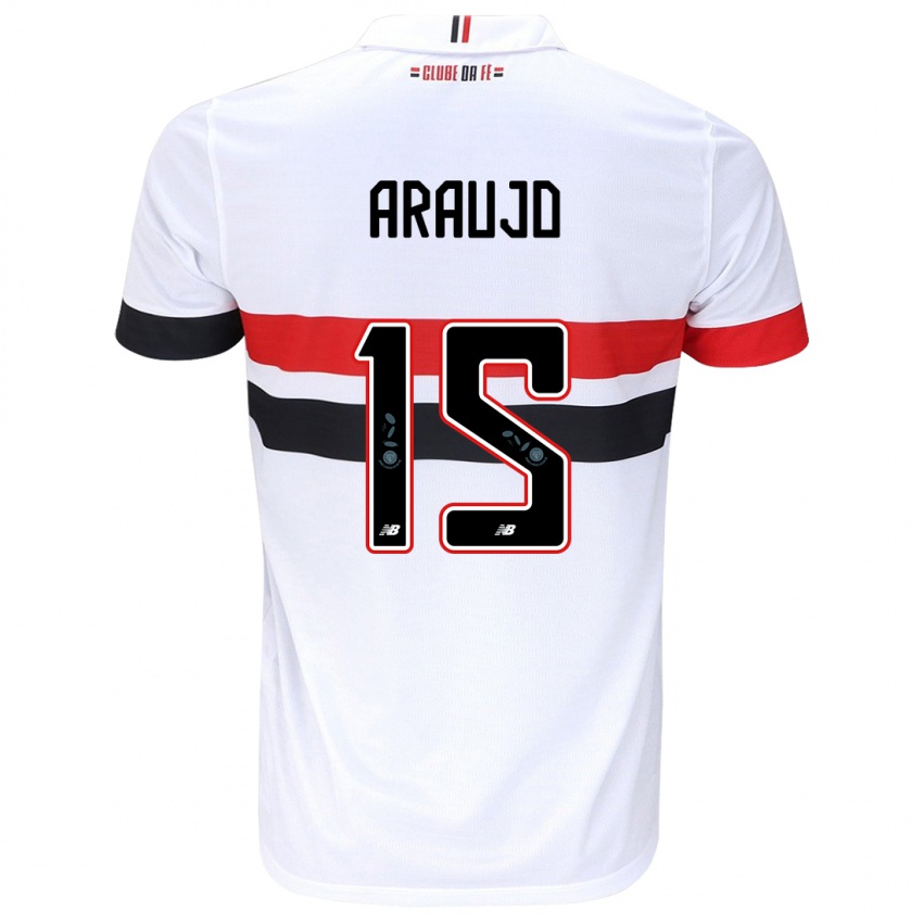 Niño Camiseta Michel Araújo #15 Blanco Rojo Negro 1ª Equipación 2024/25 La Camisa México