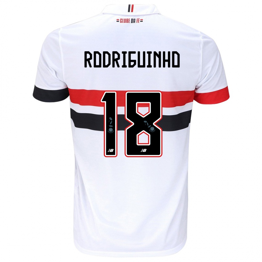 Niño Camiseta Rodriguinho #18 Blanco Rojo Negro 1ª Equipación 2024/25 La Camisa México