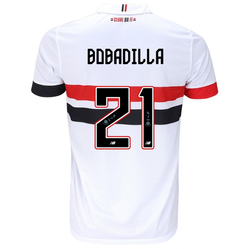 Niño Camiseta Damián Bobadilla #21 Blanco Rojo Negro 1ª Equipación 2024/25 La Camisa México